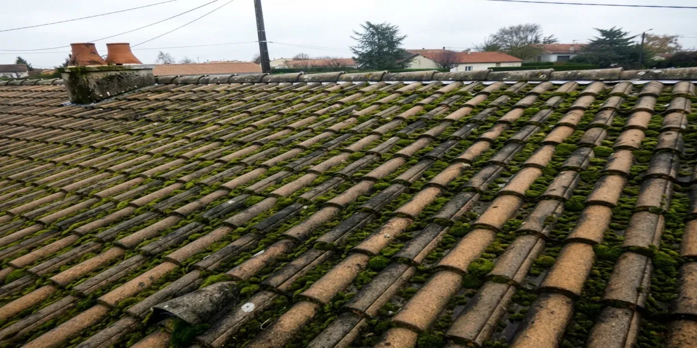 Nettoyage de toiture dans l'Indre-et-Loire — avant (chantier 1)