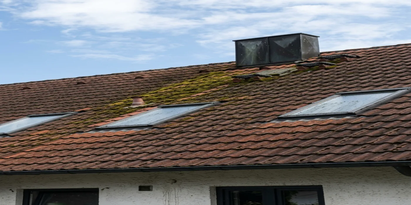 Nettoyage de toiture dans l'Indre-et-Loire — avant (chantier 2)